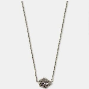 Kendra Scott Tess Pendant Necklace Rhodium  & Platinum Druzy NWT